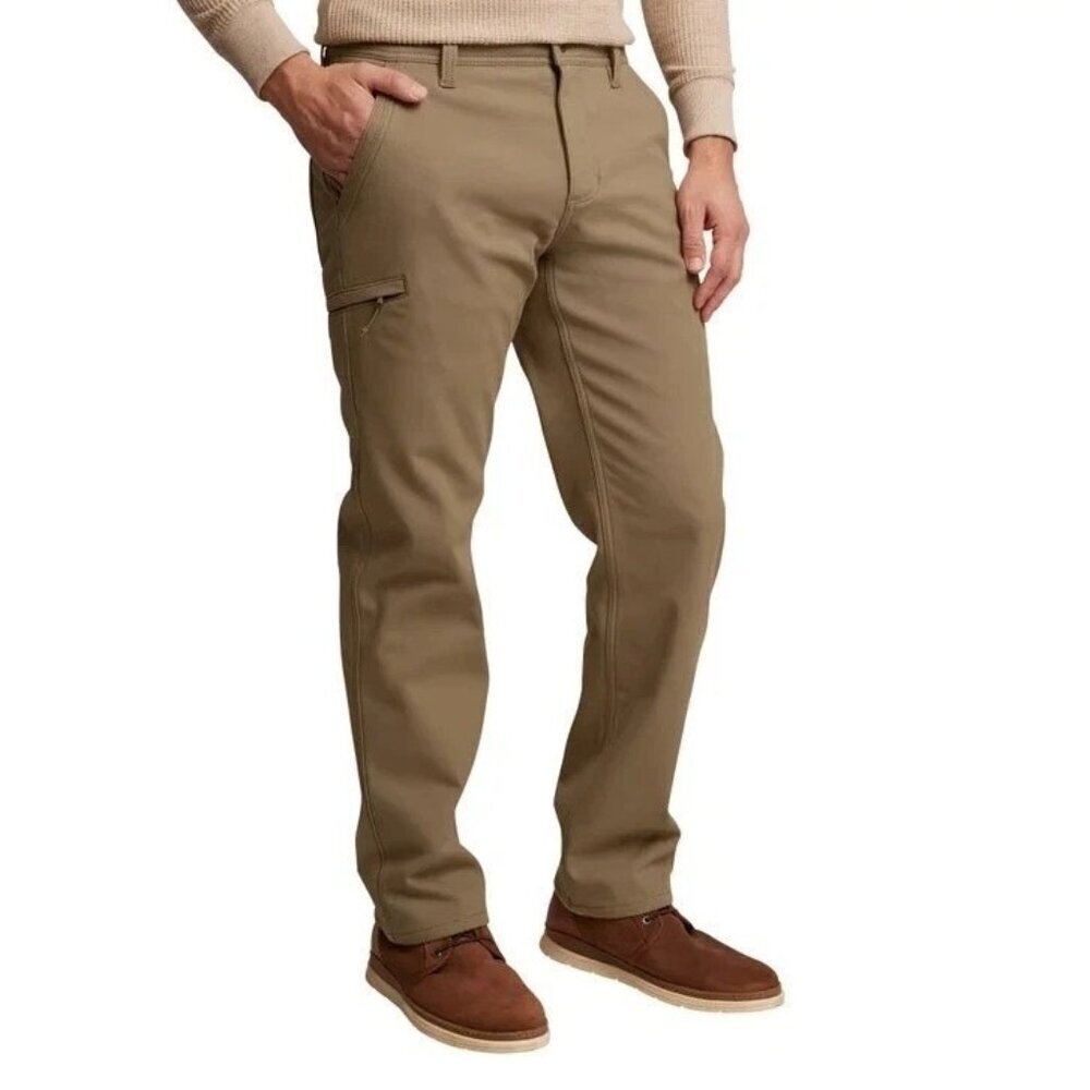 Weatherproof Vintage Men's 38x30 Khaki Fleece-Lined Utility Pants Cotton M0819